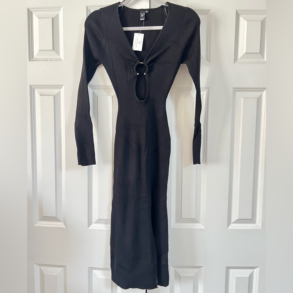 Windsor Black Knit Long Sleeve Dress